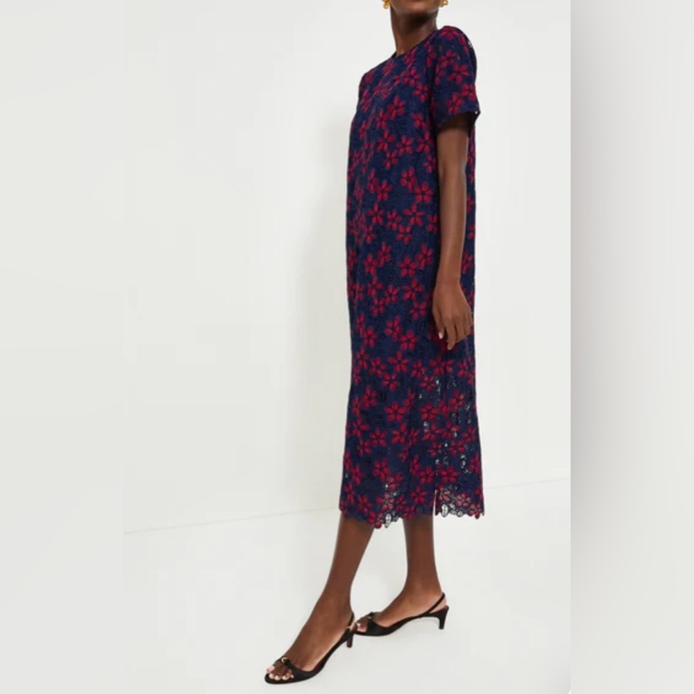 Tuckernuck Midnight Floral Lace Seraphina Dress Navy & Red NWT - Picture 8 of 8